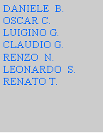 Casella di testo: DANIELE  B.OSCAR C.LUIGINO G.CLAUDIO G.RENZO  N.LEONARDO  S.RENATO T.